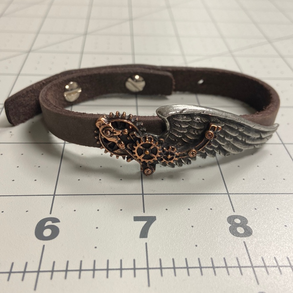 Steampunk Wing Alchemy England Leather Bracelet